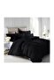 Double Elastic Black Cotton Ranforce Duvet Cover Set - 200x220