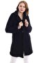 Women's Black Pocket Lined Plush Boucle Coat