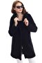 Women's Black Pocket Lined Plush Boucle Coat - 6
