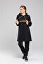Women's Glitter Striped Black Hooded Tracksuit Set - 2