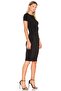 Women's Black Short Sleeve Gathered Silk Jersey Dress - 2