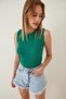 Women's Vivid Green Crew Neck Cotton Knitted Blouse GT00020 - 3