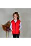 Unisex Children's Red Zippered Hooded 2 Thread Combed Vest