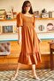 Women's Tile Top Elastic Square Collar Bodrum Dress ELB-19001557 - 5