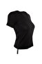 Black 100% Cotton Ruffle Detailed Basic Crew Neck Knitted T-Shirt TWOSS21TS0131 - 7