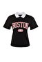 Black 100% Cotton City Printed Relaxed Fit Basic Polo Collar Knit T-Shirt TWOSS21TS3424 - 6