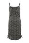 Black Bodycon Shirred Detail Floral Patterned Summer Knitted Dress Tbbss22Ah0142 - 6