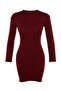 Claret Red Fitted Mini Stand Collar Ribbed Flexible Knitted Pencil Dress TWOAW21EL2244 - 7