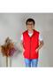 Unisex Children's Red Zippered Hooded 2 Thread Combed Vest - 3
