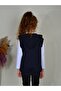 Unisex Kids Navy Blue Zippered Hooded 2 Thread Combed Cotton Vest - 4