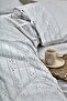 Feris King Size Duvet Cover Set 100% Organic Cotton Percale Brodeli Gray 220X240 cm - 4