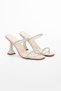 Women's Goblet Heeled Slippers Tan Patent Leather - 4