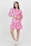 Women's Pink V Neck Lacing Detail Floral Mini Dress Nb10029 - 2