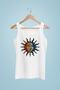 Women's White Strap T-shirt Mosaic Sun Digital Printed
