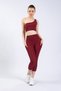 Straight Claret Red Women's Crop One Shoulder Sports Bustier - 2