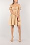 Beige - Camel Kiss Collar Balloon Sleeve Poplin Woven Women's Dress, Young Girl's Dress 110320