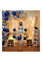 50 Pieces - Balloon Chain Set ( Navy Blue - White - Blue - Gold - Transparent Balloon )