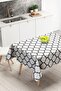 Black and White Ogea Patterned Decorative Tablecloth