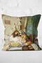 Women with Ottoman Motifs Oil Paint Patterned Digital Printed Decorative Modern Pillow Throw Pillow Case