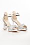 Women's Thick Heeled Platform Silver Color Evening Dress Shoes - 3