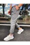 Men's Gray Elastic Waist Striped Trousers - 2