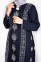 Şilebezi Dress Long Sleeve Dress Summer Hijab Dress Caftan Patterned Navy Blue - 3
