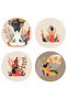 4-Piece Bohemian Themed Tropical Leaf Women's Designed Round Zippered Chair Cushion Set - 4