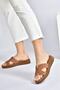 Tan Genuine Leather Women's Slippers M291801603
