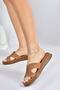 Tan Genuine Leather Women's Slippers M291801603 - 4