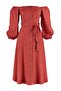 Cinnamon Belted Midi Buttoned Square Collar Woven Linen Look Dress TWOSS19IE0009 - 7
