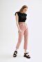 Women's Pink Gabardine Jeans with Elastic Waist