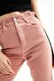 Women's Pink Gabardine Jeans with Elastic Waist - 4