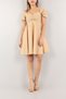 Beige - Camel Kiss Collar Balloon Sleeve Poplin Woven Women's Dress, Young Girl's Dress 110320 - 2