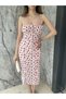 Women's Floral Slit Detailed Strappy Lined Dress - 5