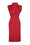 Red Body-Hugging Mock Neck Midi Pencil Skirt Woven Dress TWOAW20EL0311 - 6