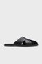 Land Black Skin Genuine Leather Women's Slippers - 6