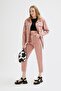 Women's Pink Gabardine Jeans with Elastic Waist - 2