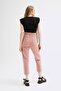 Women's Pink Gabardine Jeans with Elastic Waist - 5