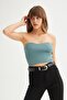 Corded Fabric Strapless Knit Blouse - 3
