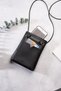 Women's Dark Black Small Pocket Shoulder Strap Crossbody Bag, Minimal Phone Bag - 3