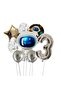 8-Piece Space Themed Astronaut Foil Balloon Set 3 Years Old Silver Number Transparent Sequin and Chrome Balloon