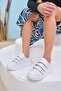 Emma Women's White Genuine Leather Velcro Sneakers - 4