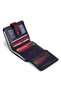Men's Black-Burgundy 17 Card Holder Wallet with Snap Fastener Transparent Compartment Genuine 100% Leather Classic Card Holder - 4