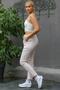 Women's Powder Italian Striped Lurex Cord Tie Detailed Pocket Trousers M10060000PN98481 - 4