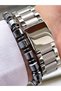 Silver Color Black Dial Functions Active Men's Wristwatch + Hematite Natural Stone Bracelet Gift - 5