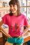 Women's Fuchsia Furry Printed T-Shirt TSH-19000125 - 2