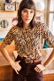 Women's Mink Zebra Leopard Corded Knitted Crop T-Shirt TSH-19000328 - 4