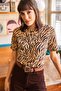 Women's Mink Zebra Leopard Corded Knitted Crop T-Shirt TSH-19000328 - 6