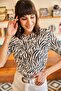 Women's White Zebra Leopard Corded Knitted Crop T-Shirt TSH-19000328 - 3