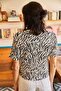 Women's White Zebra Leopard Corded Knitted Crop T-Shirt TSH-19000328 - 4